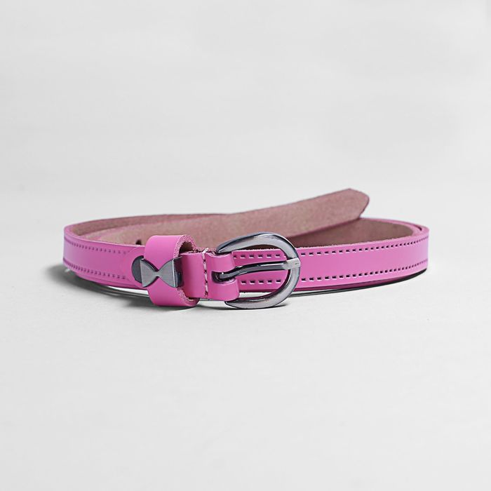 Ремень женский, пряжка тёмный металл, ширина - 1,2 см, цвет розовый