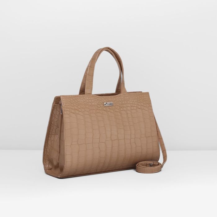 Сумка женская на молнии, 1 отдел, наружный карман, цвет бежевый