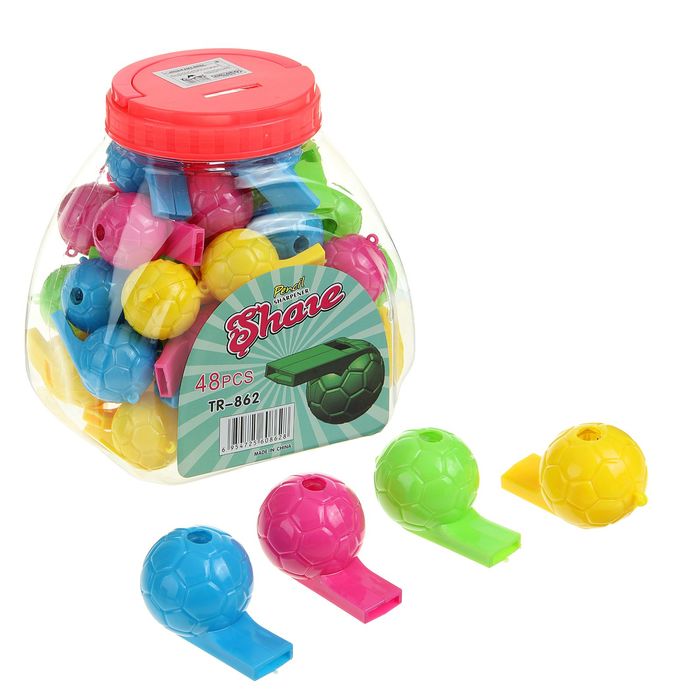 Точилка МИКС с контейнером Мяч-свисток