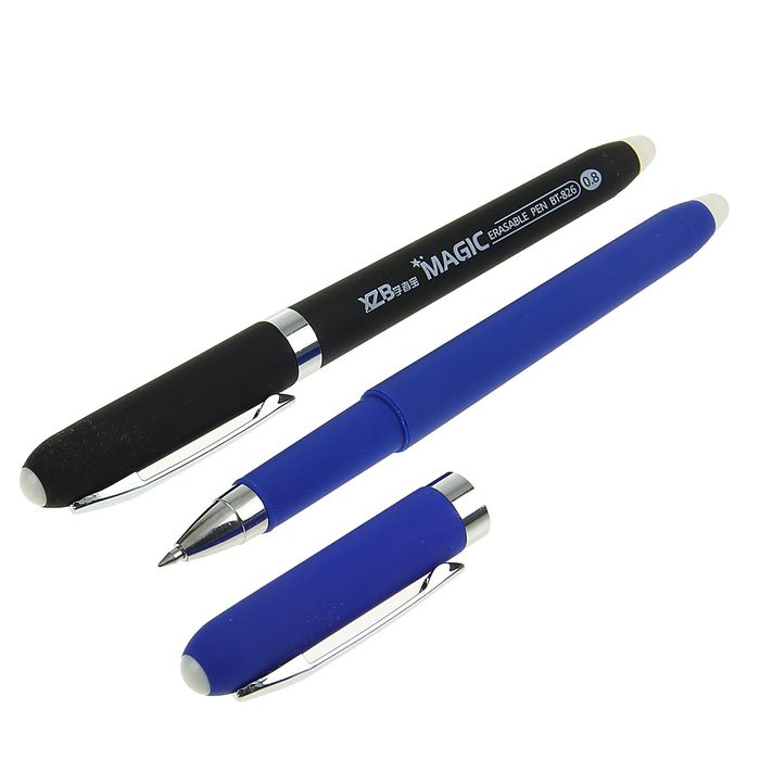 Ручка шариковая со стираемыми чернилами 0,8 мм, стержень синий, корпус прорезиненный МИКС (штрихкод на штуке)
