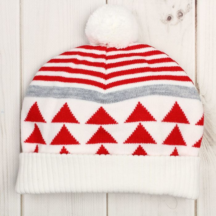 Шапка для мальчика, размер 54, цвет белый/красный