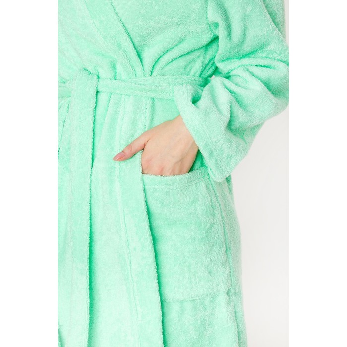 Халат махровый "Экономь и Я" женский размер 46-48 мятный, 340 г/м2, хл. 100% с AIRO