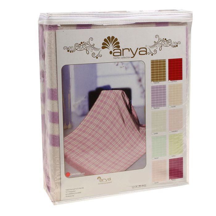 Плед Arya 130Х170 Checked цв. лиловый, 60% хлопок, 40% акрил, 500 г/м