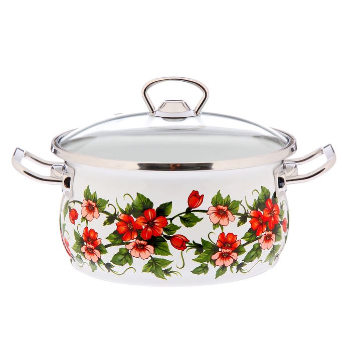 Кастрюля со стеклянной крышкой 2,5 л "Бисер"