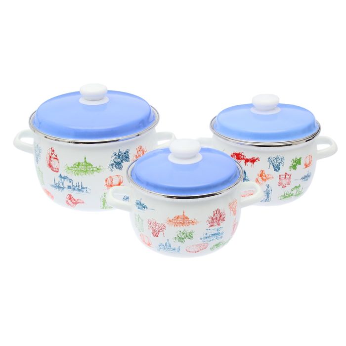 Набор кастрюль "Цветная крышка кьянти", 3 шт: 2,5 л, 3,5 л, 5 л