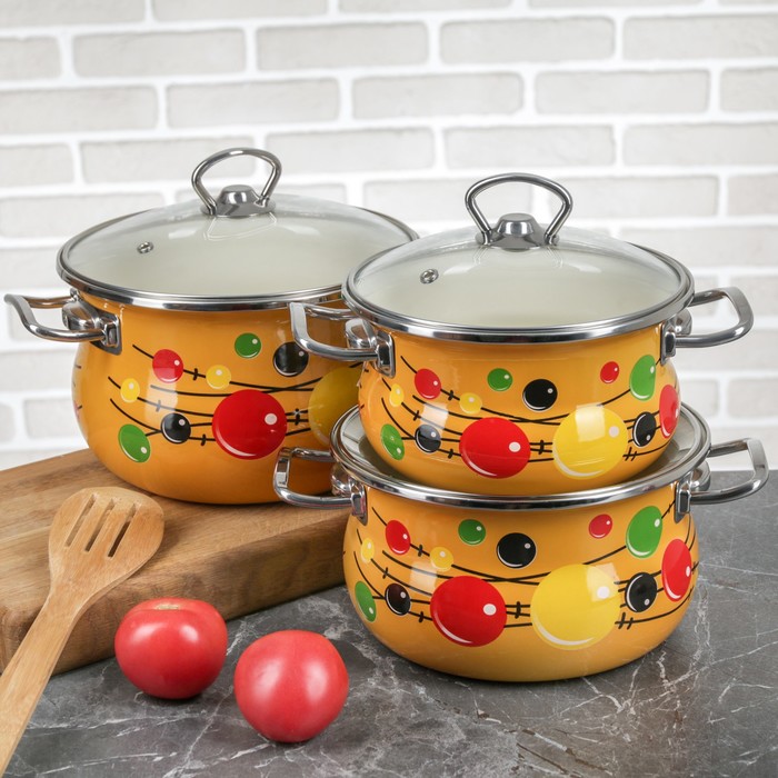 Набор кастрюль "Капитошка", 3 шт: 1,5 л, 2,5 л, 3,5 л