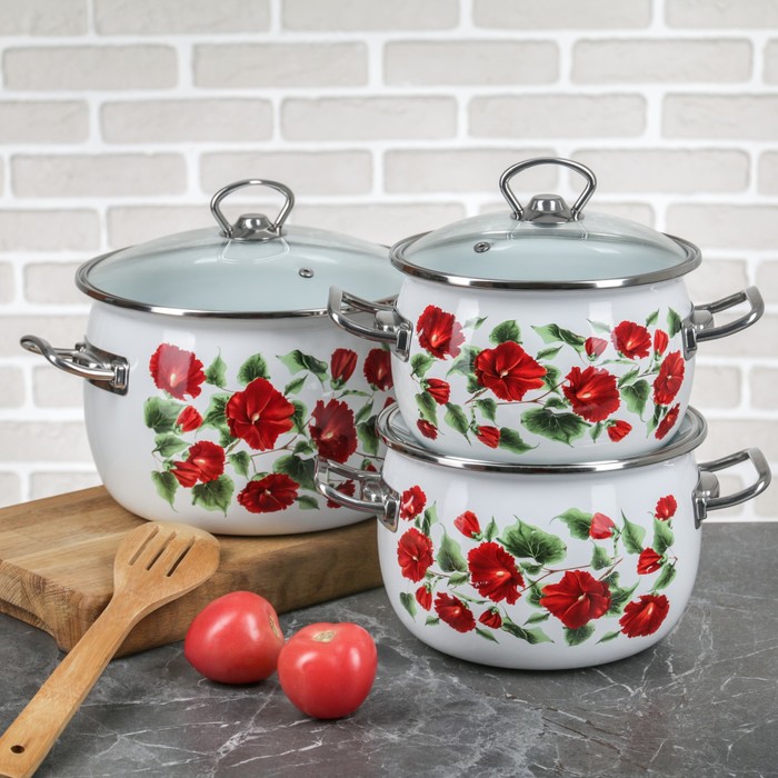 Набор кастрюль "Каркаде", 3 шт: 2,5 л, 3,5 л, 5 л