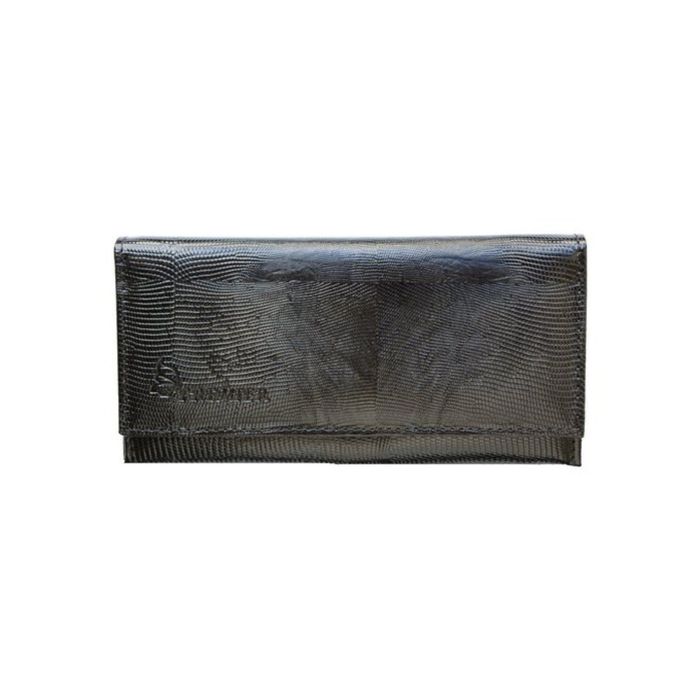 Кошелёк женский на кнопке, 2 отдела для купюр, для монет, для кредитных карт, цвет чёрный