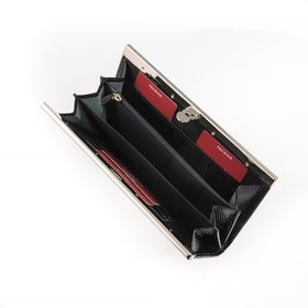 

Кошелёк женский на кнопке, 2 отдела для купюр, для монет, для кредитных карт, цвет чёрный