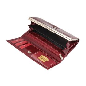 

Портмоне женское на кнопке, 2 отдела для купюр, для монет, для кредитных карт, цвет красный