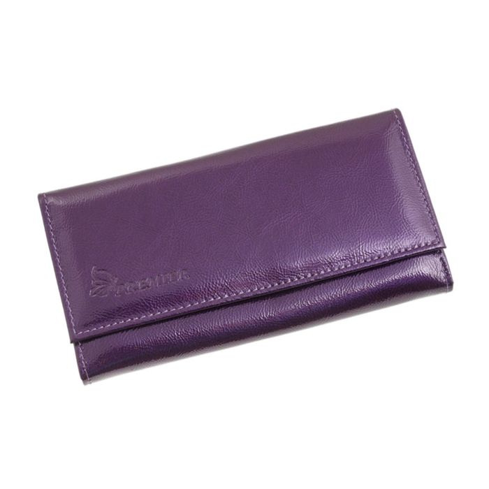 Кошелёк женский на кнопке, 3 отдела для купюр, для монет, для кредитных карт, цвет фиолетовый