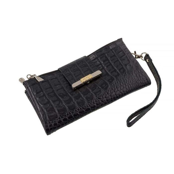 Портмоне женское, 1 отдел для купюр, для монет, для кредитных карт, цвет чёрный