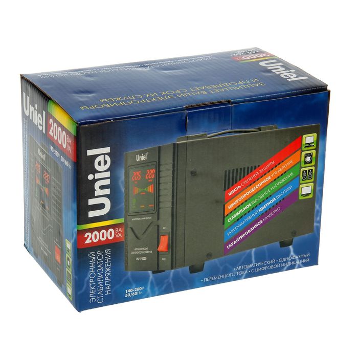 Стабилизатор Uniel RS-1/2000, напольный, релейный, однофазный, 2 кВА