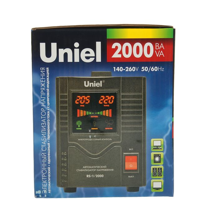 Стабилизатор Uniel RS-1/2000, напольный, релейный, однофазный, 2 кВА