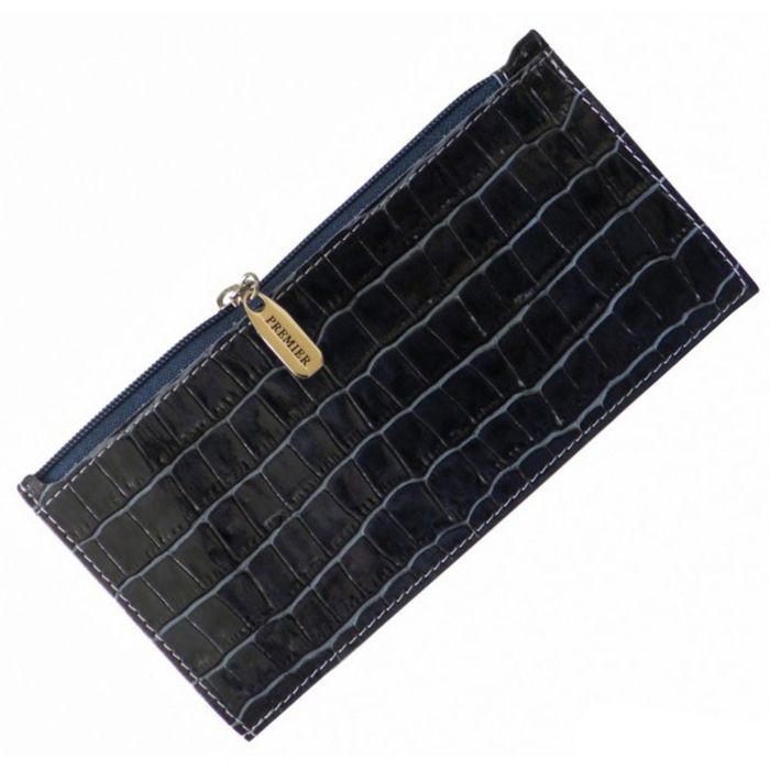 Кошелёк женский на молнии, отдел для купюр, для кредитных карт, внешний карман, цвет синий