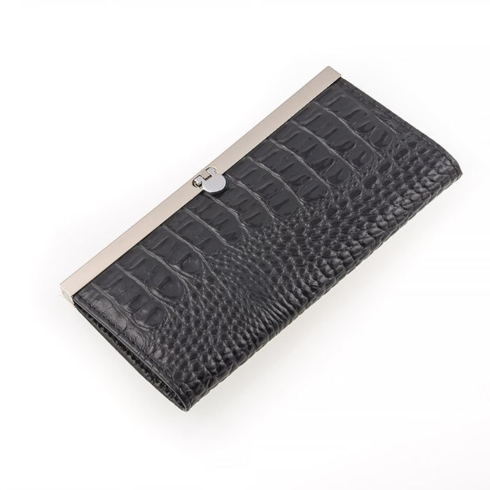 Портмоне женское на фермуаре, 3 отдела для купюр, для монет, для кредитных карт, цвет чёрный