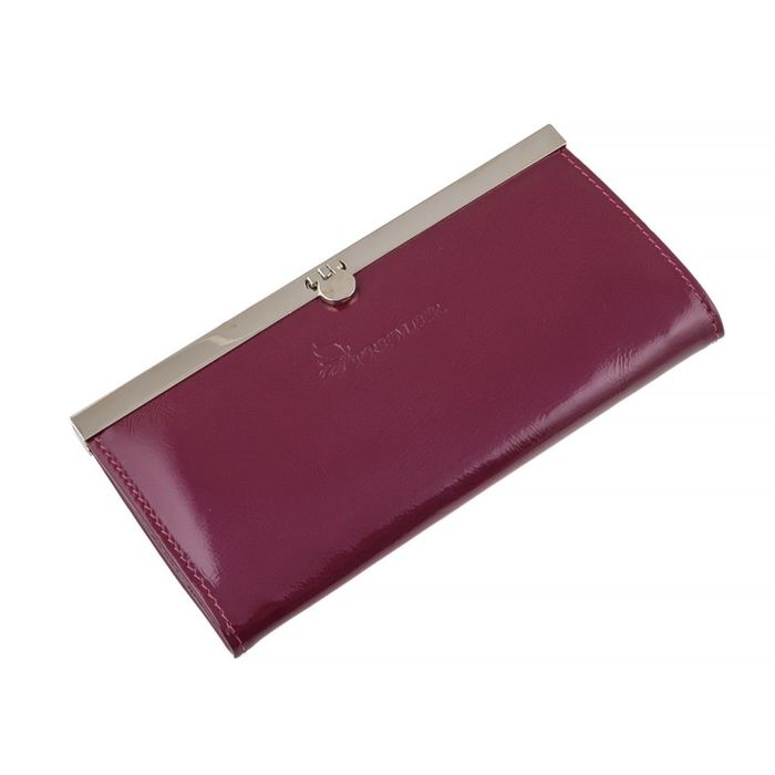 Портмоне женское на фермуаре, 3 отдела для купюр, для монет, для кредитных карт, цвет фиолетовый