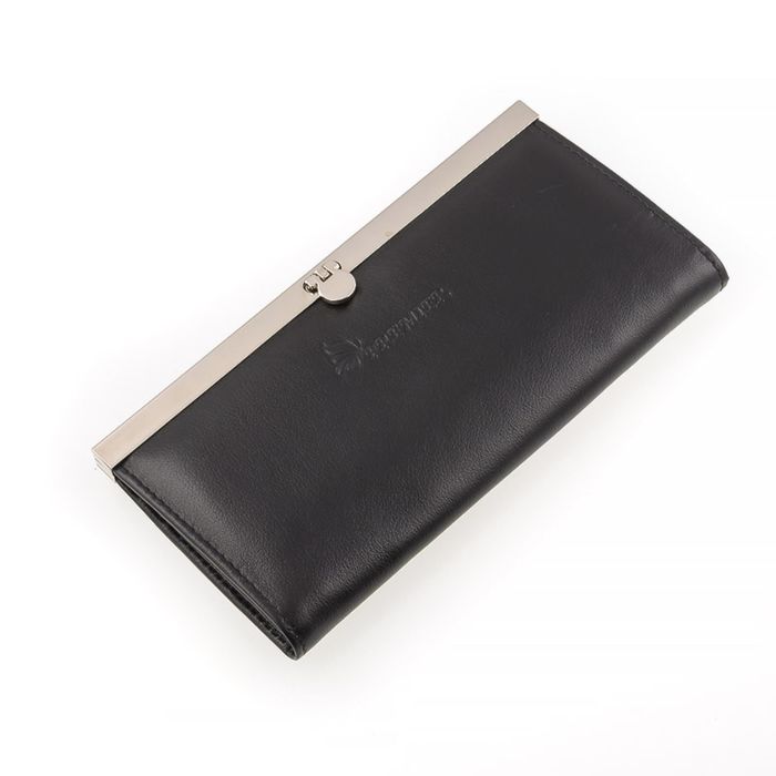 Портмоне женское, 3 отдела для купюр, для монет, для кредитных карт, цвет чёрный