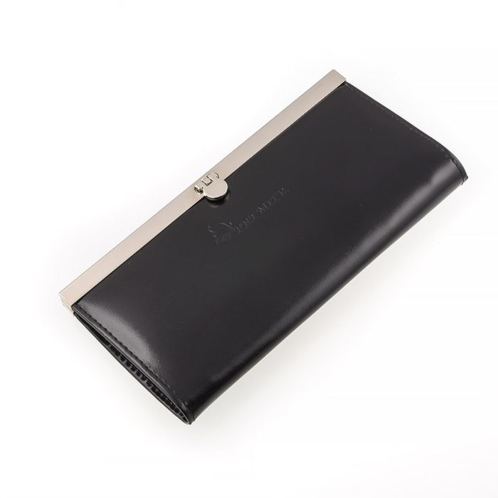 Портмоне женское, 3 отдела для купюр, для монет, для кредитных карт, цвет чёрный