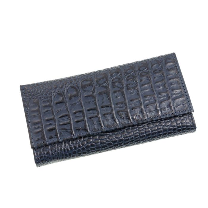 Кошелёк женский на кнопке, 3 отдела для купюр, для монет, для кредитных карт, цвет синий