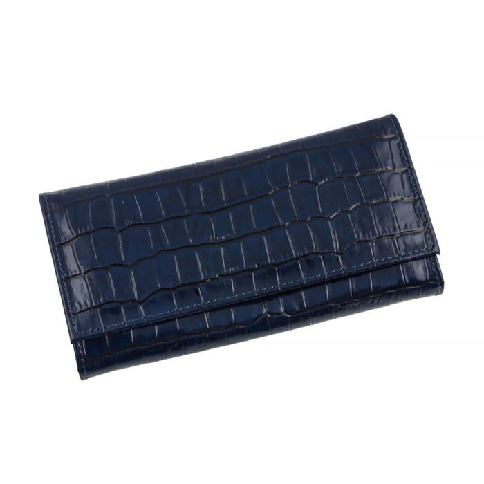 Портмоне женское на кнопке, 3 отдела для купюр, для монет, для кредитных карт, цвет синий