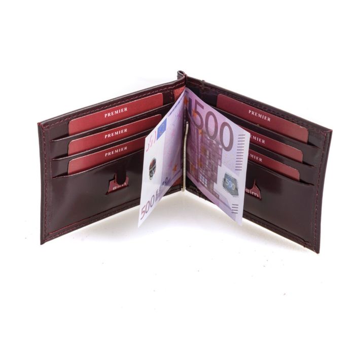 Зажим для денег, отдел для карт, монет, цвет бордовый