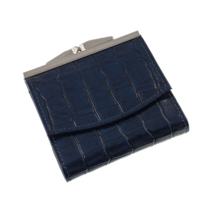 Кошелёк женский на кнопке раскладной,1 отдел для купюр, для монет, для кредитных карт, цвет синий