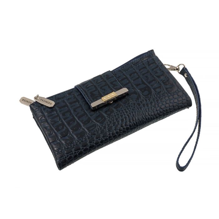 Портмоне женское, 3 отдела для купюр, для монет, для кредитных карт, цвет синий