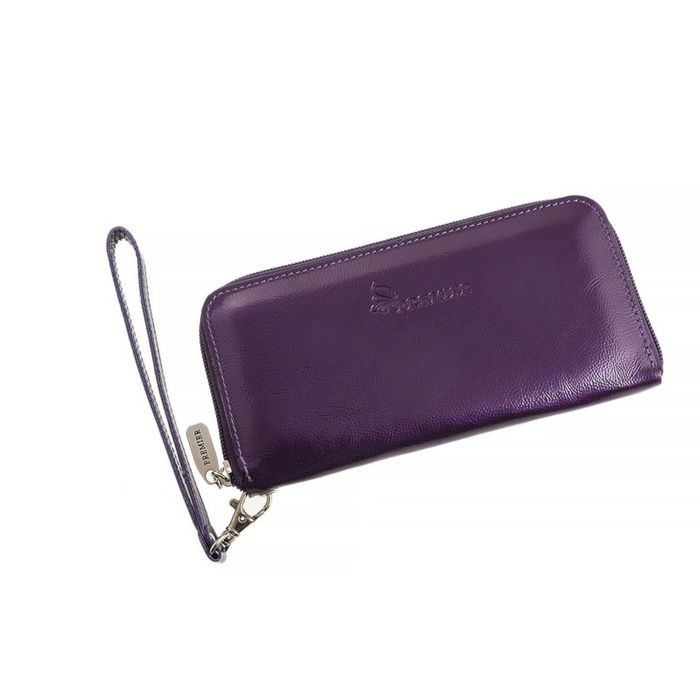 Портмоне женское на молнии, 3 отдела для купюр, для монет, для кредитных карт, цвет фиолетовый