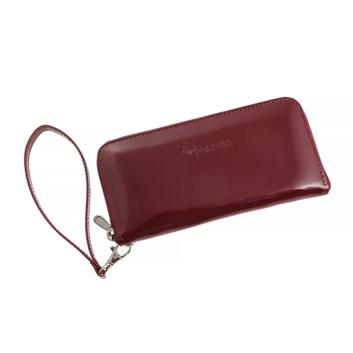 Портмоне женское на молнии, 3 отдела для купюр, для монет, для кредитных карт, цвет бордовый