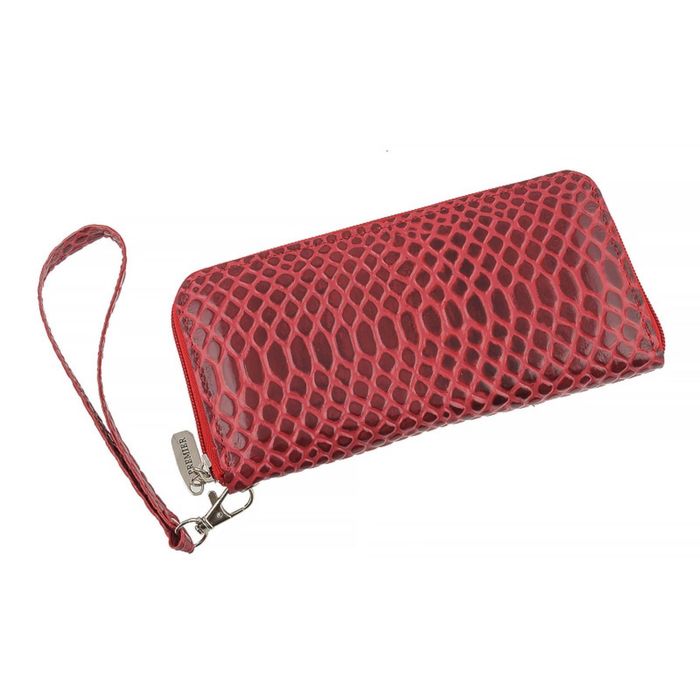Портмоне женское на молнии, 3 отдела для купюр, для монет, для кредитных карт, цвет красный