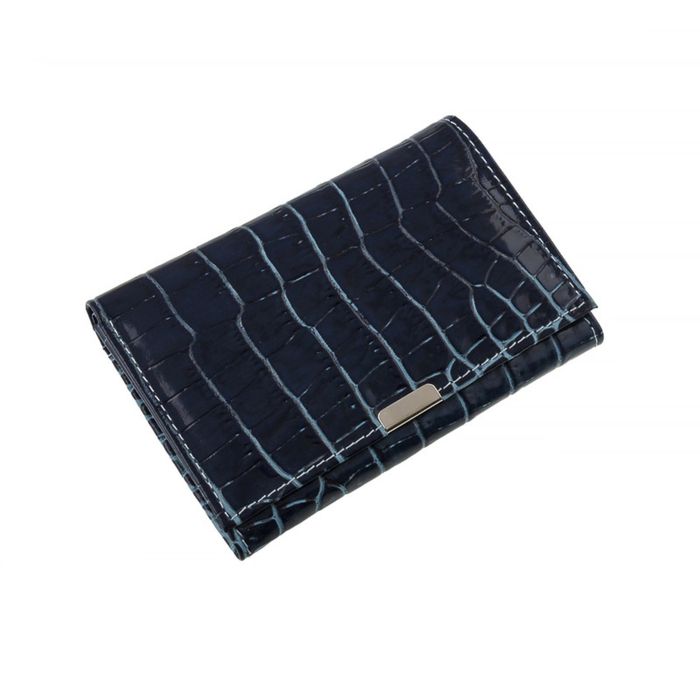 Портмоне женское на кнопке, отдел для купюр, для монет, для кредитных карт, цвет синий