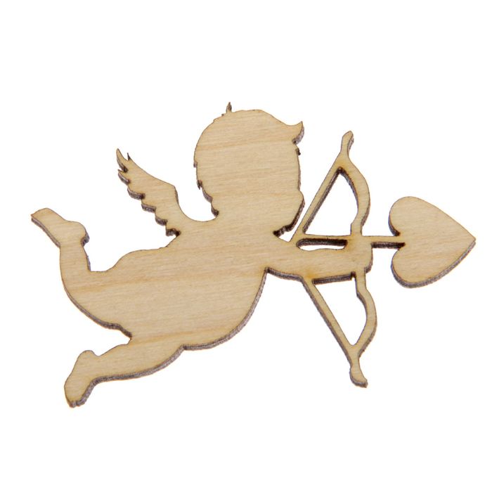 Декоративный элемент из фанеры "Амур с луком и стрелами" 3,5х5х0,4см (ДЕК-020)