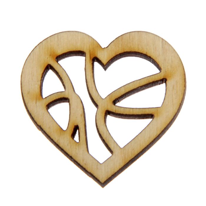 Декоративный элемент из фанеры "Сердце" 3,8х3,5х0,4см (ДЕК-030)