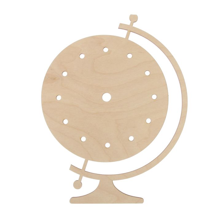 Основа для часов из фанеры "Глобус большой" d=25см, толщина 0,4см (ЗДЧ-003)