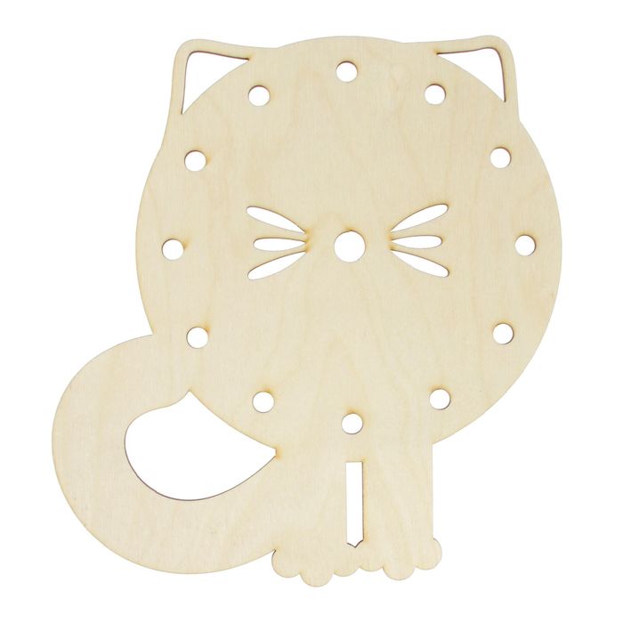 Основа для часов из фанеры "Котик" d=25см, толщина 0,4см (ЗДЧ-005)