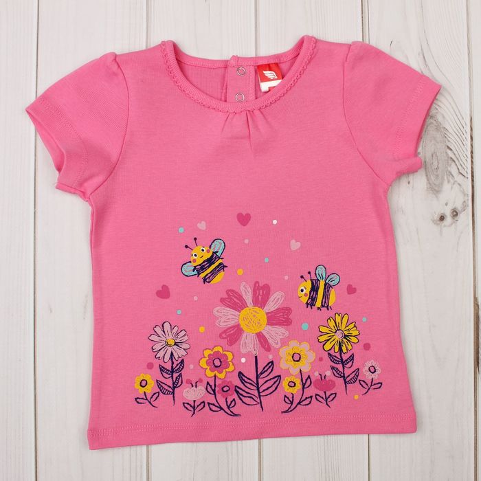 Футболка детская, рост 56 см, цвет розовый