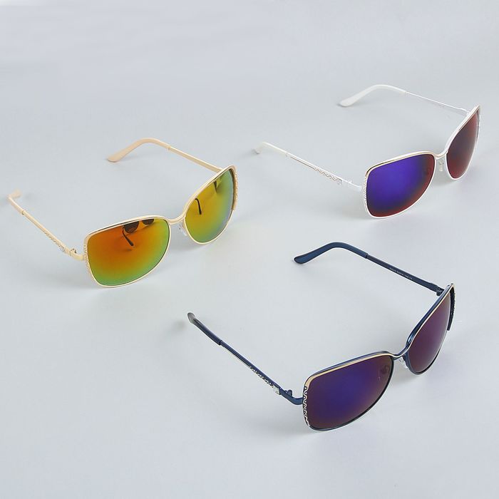 Очки солнцезащитные "Оверсайз", дужки с узором, оправа микс тонкая с узором