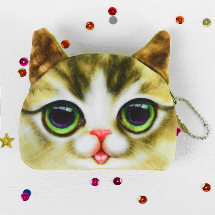 Мягкий кошелёк "Котик", зелёные глазки
