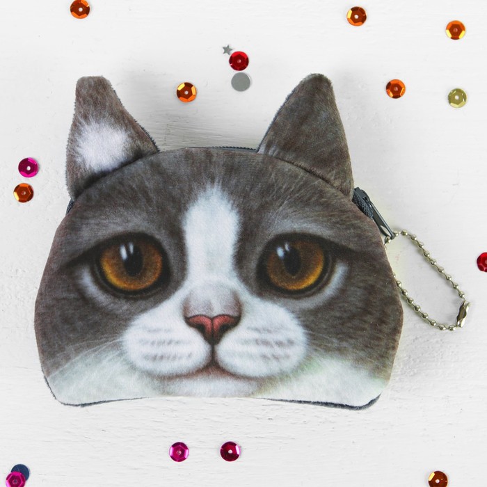 Мягкий кошелёк "Котик", карие глазки