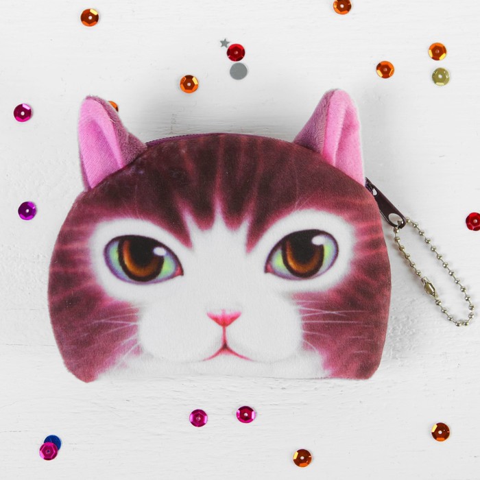 Мягкий кошелёк "Котик", розовые ушки