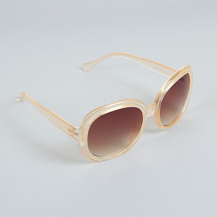 Очки солнцезащитные "Оверсайз", оправа бежевая прозрачная, двойная, линзы градиент