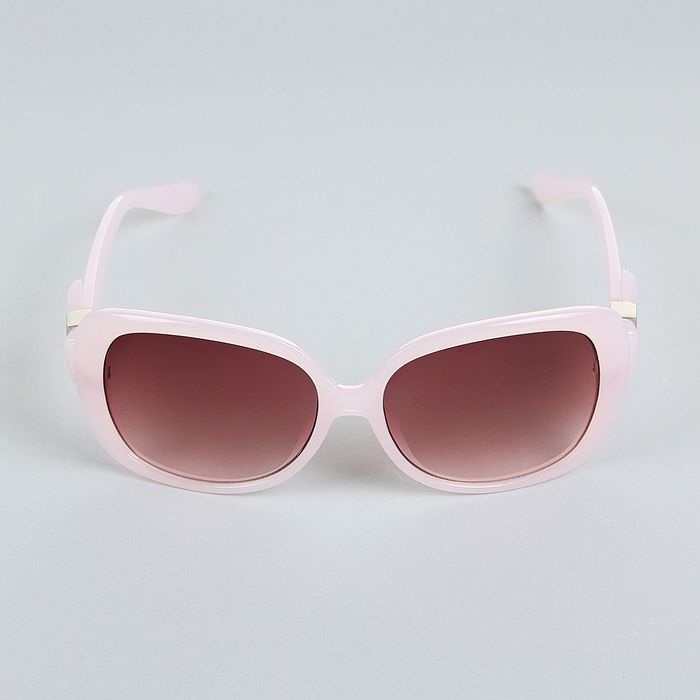 Очки солнцезащитные "Оверсайз", оправа розовая, дужки — вставка бант, линзы градиент