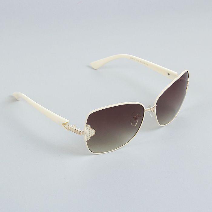 Очки солнцезащитные "Оверсайз", оправа белая с вставками лепесток, линзы градиент