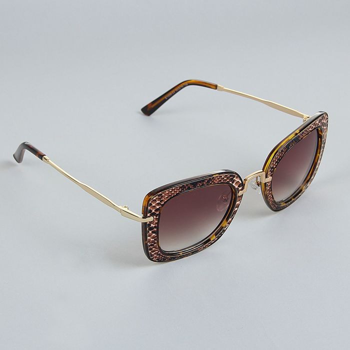 Очки солнцезащитные "Футуристические", оправа-змейка коричневая, дужки под золото, линзы градиент