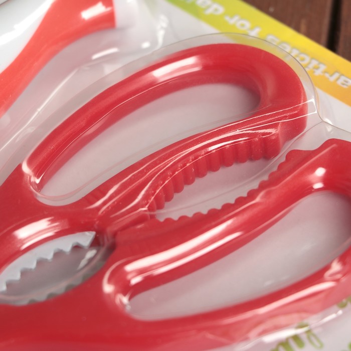 Набор кухонный "Цветение", 3 предмета: нож 12,5 см, ножницы, овощечистка 28х18х1 см, цвет красный