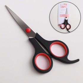 Ножницы парикмахерские с упором, лезвие — 6 см, цвет чёрный/красный Ош