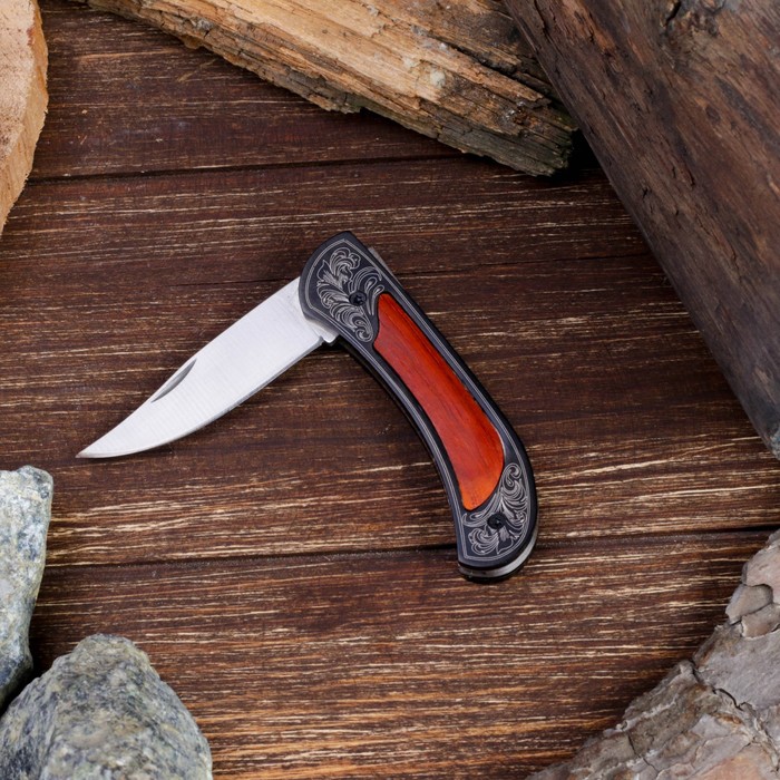 Нож перочинный лезвие trailing-point 6см, рукоять песочная, завитки 19см