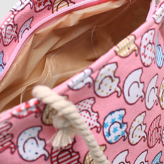 Сумка детская на молнии "Слоны", 1 отдел, с кошельком, цвет розовый