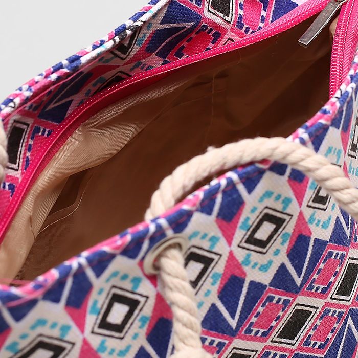 Сумка детская на молнии "Орнамент", 1 отдел, с кошельком, цвет синий/розовый